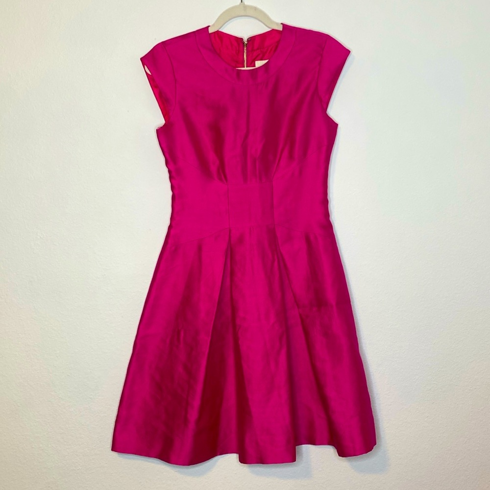 Kate Spade Fuchsia Hot Pink Bow Waist Midi Dress Size 4